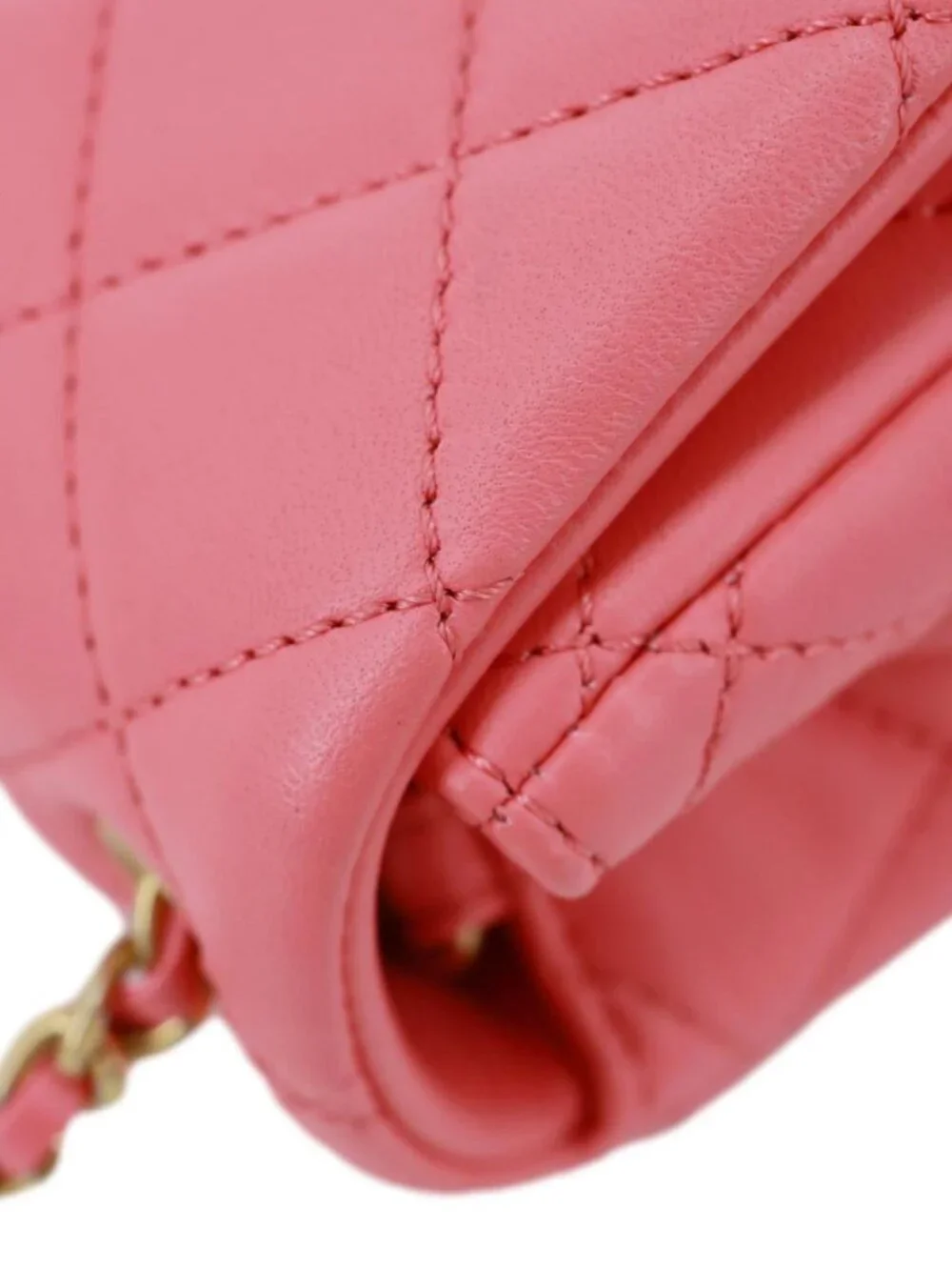 Chanel  Pearl Crush Square Flap Mini Quilted Lambskin Leather Shoulder Bag Pink